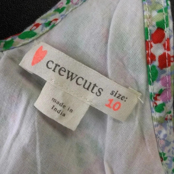 J. Crew Crewcuts Girls Green Multi Floral Ruffle Shoulder A-Line Dress Size 10 - Picture 9 of 12